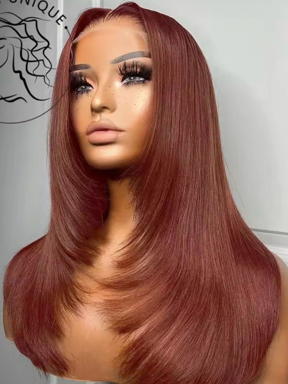 Reddish Brown Long Straight Lace Front Wig 28 inches 13x4x1 - Unbranded